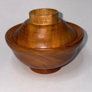 Hand Carved Wood Vase By Charles Millward 4.5” x4” Repaired